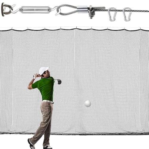 Golf Practice Net, 12X12ft /12X15ft/12X20ft Golf Hitting Hanging Kit, Sports Practice Barrier Net for Backyard and Garage, Indoor/Outdoor DIY Sports Netting for Baseball, Hockey, Soccer - size: 12X12ft