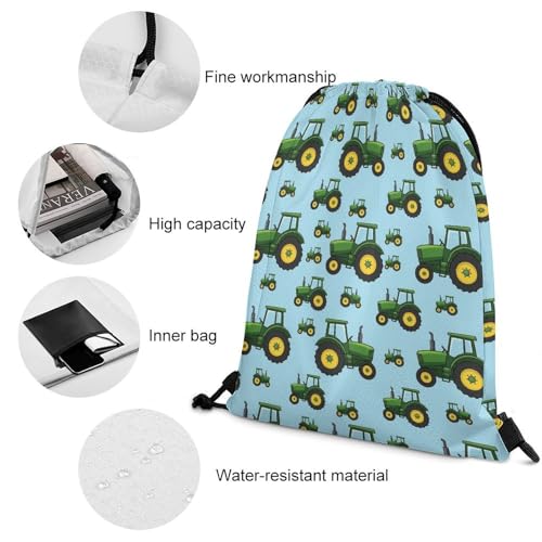 Gym Drawstring Backpack Sackpack Water Resistant for Sports Beach Yoga Travel Unisex, Toy Tractors Bags - color: Picture (373)