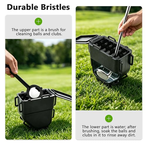 Ruppence Golf Cart Ball Washer and Club Cleaner Kit, Golf Ball Washer, Includes Straps, Improved Brush Design, Perfect for Club Courses, Pros, & Home