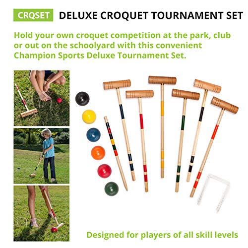 Champion Sports Outdoor Game Sets – Volleyball, Badminton, Tetherball, Bocce & Croquet - style: Outdoor Badminton Set