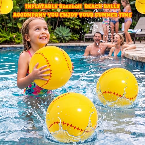 Sosation 8 Pcs Inflatable Sports Balls 16 Inch Inflatable Beach Ball Blow up Sports Party Decorations Swimming Pool Summer Pool Toys for Indoor Outdoor Beach (Baseball) - style: Baseball