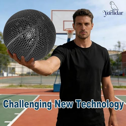 3D-Printed Airless Basketball,Official Size 7 No Pump Needed High Bounce and Quiet Basketballer Training and Dribbling Indoor Outdoor