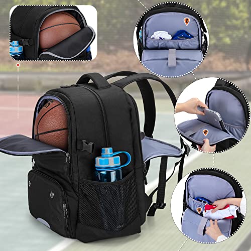 Basketball Bag, Soccer Backpack with Ball Compartment & Shoe Compartment for Basketball, Soccer, Volleyball Sports