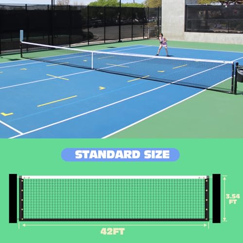 Tennis Net Professional Tennis Court Net 42FT Replacement Nets Heavy Duty Sport Nets with 2 Fiberglass Dowels, Compatible with Outdoor Indoor Standard Courts - size: Double-Layer Net