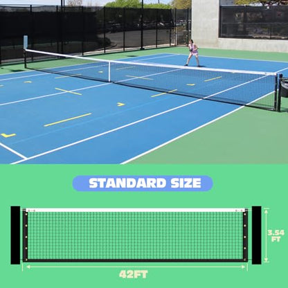 Tennis Net Professional Tennis Court Net 42FT Replacement Nets Heavy Duty Sport Nets with 2 Fiberglass Dowels, Compatible with Outdoor Indoor Standard Courts - size: Double-Layer Net