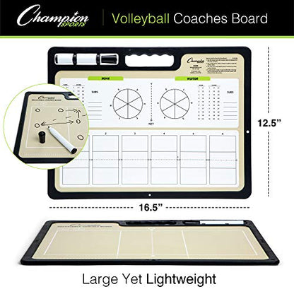 Champion Sports Large & XL Dry Erase Board For Coaching - Whiteboards for Strategizing, Techniques, Plays - 2-Sided Boards with Front Side Full Field - Backside Half Field and Lineup - color: Volleyball, style: XL Coaches Board