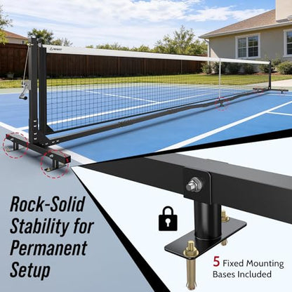 Tournament Pickleball Net, IFP/USAPA Standards 22FT Regulation Size, Rust-Resistant Aluminum Frame with Hand-Crank Tension System for Semi-Permanent or Mobile Court Use