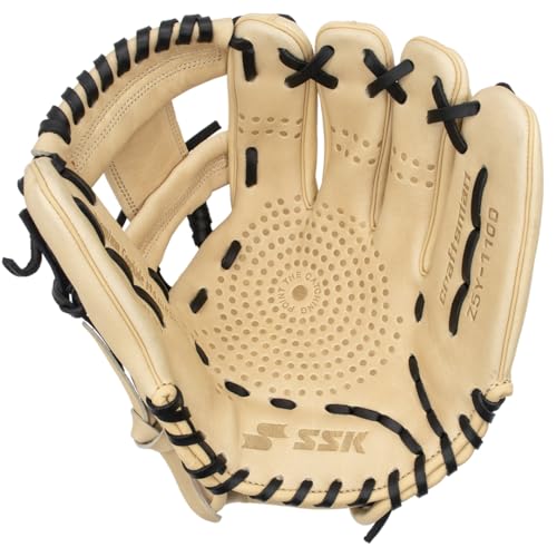 SSK Z5 Craftsman Youth Baseball Glove – 10.5” – 11” – 11.25” – 11.5” Right & Left Hand Throw - color: Camel/Black - I Web, size: 11" - Right Hand Throw