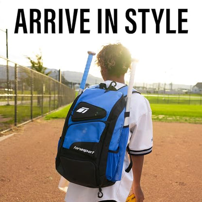 Tonesport Baseball Bag - Backpack for Baseball, Softball, Tball - Adults & Youth Bat Bag - color: Blue, style: Baseball Backpack