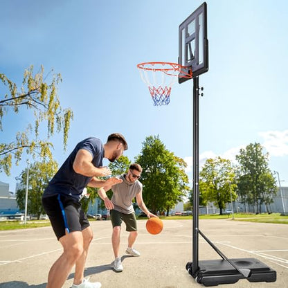 4.4-10ft Adjustable Height Basketball Hoop Outdoor, Portable Basketball Goal, 44in Shatterproof Backboard, Fillable Base, 2 Portable Wheels for Backyard/Indoor, for Kids/Teenagers/Adults