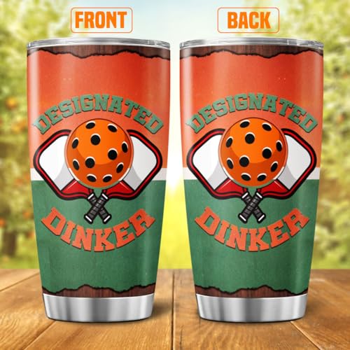 Designated Dinker Pickleball Gift 20oz Tumbler, Funny Stainless Steel Insulated Travel Cup for Men and Women, Unique Pickleball Player Mug for Birthday, Christmas, Retirement - color: Pickleball Lover