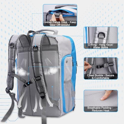 Pickleball Backpack, 3+Paddle Capacity, Pickleball-specific Shockproof Thermal Pockets, Waterproof Shoe Compartment, Wet Dry Separation, Fence Hook, Fits Standard/Extended Paddles - color: Blue