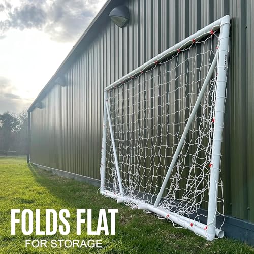 QUICKPLAY Q-Fold Soccer Goal | 30-Second Folding Design for Easy Setup | Portable & Weatherproof uPVC Soccer Goal for Backyard | Durable Post for Adults & Kids - style: 6 x 4'