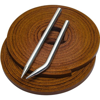 Softball Baseball Glove Lace, Mitt Lace Repair Kit Includes 2 Leather Laces and Lacing Needle for Catcher's Glove - color: Tan