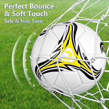 Tradder 4 Pack Soccer Ball with Pump Size 3 4 5 Deflated Soccer Ball for Outdoor Indoor Game Sport Practice Training Gift for Kid Youth Teen Adult Charity Donation - size: Size 4, style: Whirlwind Style