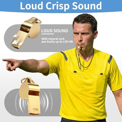Whistle, 2 Pack Stainless Steel Sports Whistles with Lanyard, Loud Crisp Sound Whistles Great for Coaches, Referees, and Officials，Outdoor Enthusiasts,Life Saving,Hiking,Pets Training