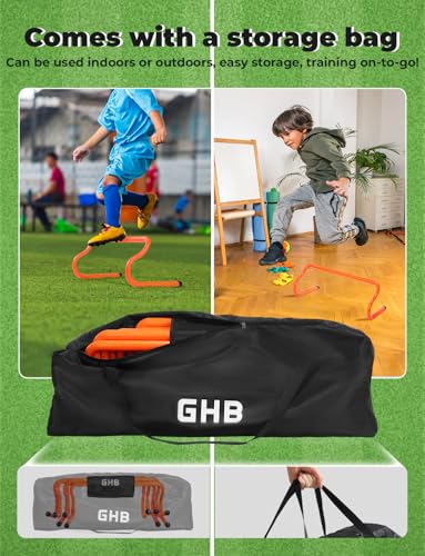 GHB Agility Hurdles 8" Speed Agility Training Hurdles, Detachable Sturdy Hurdles Training Equipment Set with Carry Bag for Kids,Athletes,Soccer,Basketball - size: 5 Pack