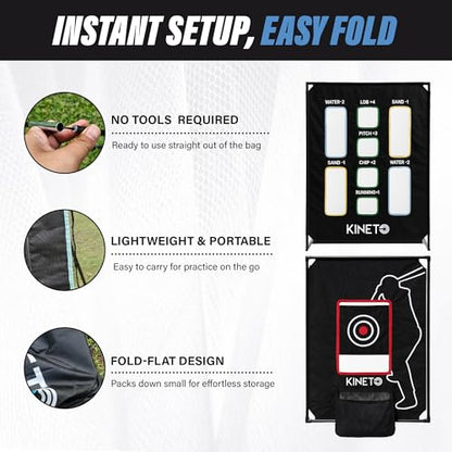 Kineto Training Set – Golf Swing Net, 8-Zone Chipping Target, Baseball Pitch Trainer – Durable, Portable, Tool-Free net for Backyard or Indoor use - size: 2 in 1