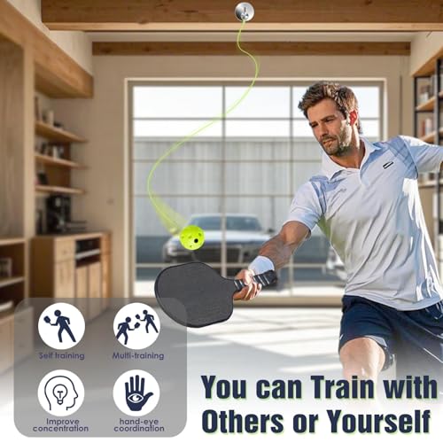 Pickleball Trainer - Continuous Rebound Pickleball Drills Enhance Reaction Time & Hand-Eye Coordination - Ideal Gift for All Skill Levels