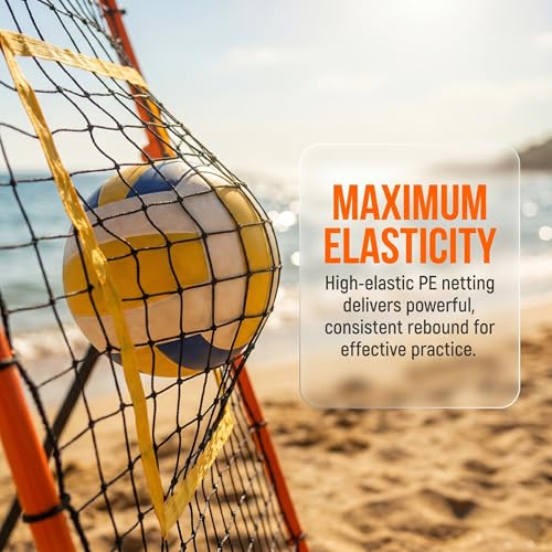 Volleyball Rebounder Net 7x4 ft, Training Equipment with Angle Customization for Practicing Volleying, Bumping, Spiking Training, Portable Travel Bag
