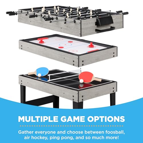 Best Choice Products 2x4ft Combo Game Table Set for Home, Game Room, Friends & Family w/Hockey, Foosball, Pool, Shuffleboard, Ping Pong, Chess, Checkers, Bowling, and Backgammon - color: Gray