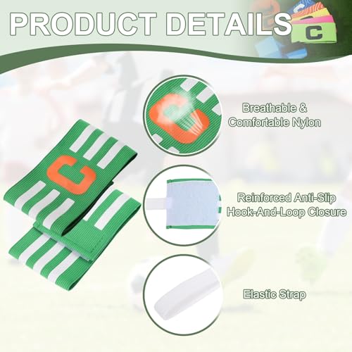 Captain Arm Bands for Soccer, Soccer Captain C Armband, Classic Striped Elastic Protective Arm Badge Player Bands - color: Grass Green