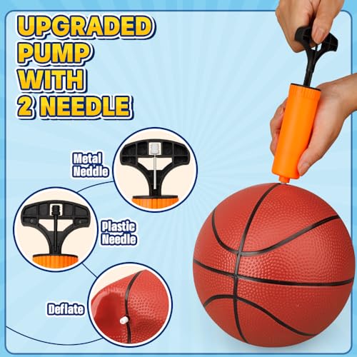 8.6” Water Pool Basketball Set with Pump, Replacement Ball for Basketball Hoop Trampoline, PVC Waterproof Basketballs Floating Toy for Swimming Pool Seaside, Indoor Outdoor Water Games Summer Party - size: 8inch-3PCS