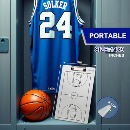 Basketball Clipboard for Coaches, Premium Durable Dry Erase Basket Ball White Board, Simplicity Sharpens Focus, Tactical Basketballs Coaching Clip Boards, Sporting Goods Clipboards, Achiwish