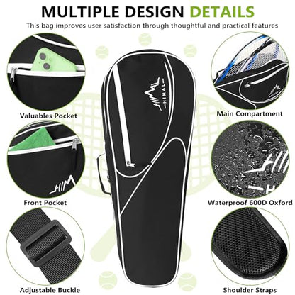 Himal 3 Racquet Tennis Bag With Protective Pad, Tennis Racket Bag for Men Women, Sports Enthusiasts of All Ages - color: Black