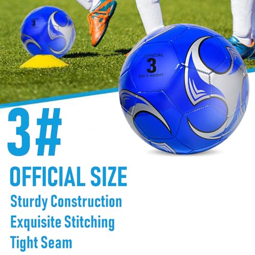 6 Pack Size 5/4/3 Soccer Balls for Training & Matches – Official Size & Weight, Includes Carry Net, Needles, Air Pump – Ideal for Youth and Adult Players - size: Size 3