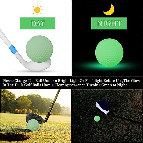 3-Piece Glow-in-the-Dark Practice Golf Balls with Fluorescent Green Light and Fine Texture Resin and Rubber for Backyard, Indoor, Outdoor Use, 4.27cm