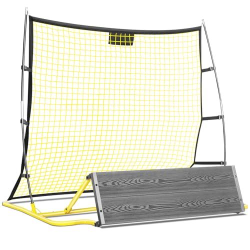 PLAYAPUT 2 in 1 Soccer Rebounder Net & Board, Dual-Sided Rebounder for Solo/Team Practice, High-Bounce Soccer Bounce Back Net for Passing,Volley, Football Trainer Net with Board Wall for All Players