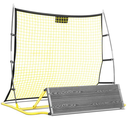 PLAYAPUT 2 in 1 Soccer Rebounder Net & Board, Dual-Sided Rebounder for Solo/Team Practice, High-Bounce Soccer Bounce Back Net for Passing,Volley, Football Trainer Net with Board Wall for All Players