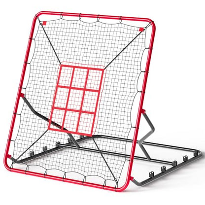 Baseball Rebounder Net 4x4.5 Ft, 5 Adjustable Angles Pitching, Fielding Trainer, Heavy-Duty UV-Resistant Bounce Back Net for Baseball, Softball, Ultra-Stable, Portable Solo Practice Equipment