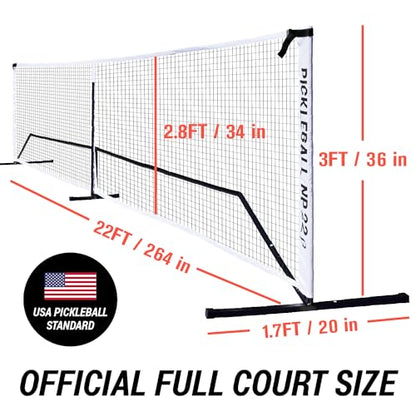 22ft Pickleball Net System with Metal Frame and PE Net Portable Easy Setup Pickleball Court for Driveway Backyard