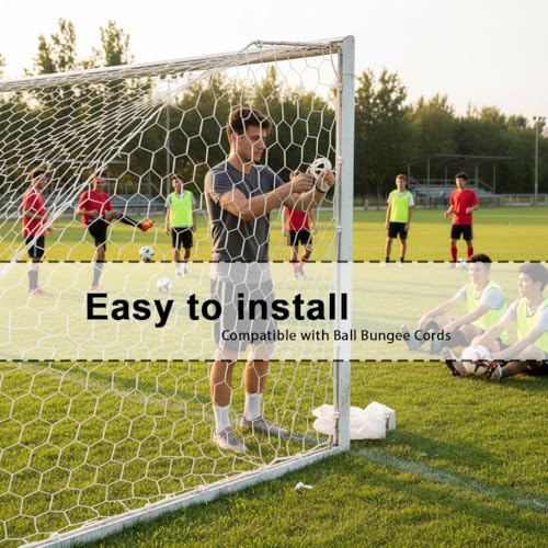 2 Pcs Soccer Replacement Goal Nets, 24x8FT, 20x6.5Ft, 10x6.5FT Polyethylene Polyester Football Net, Full Size Heavy Duty Soccer Net Set, NOT Include Posts - color: White-DL, size: 20Ft x 6.5Ft