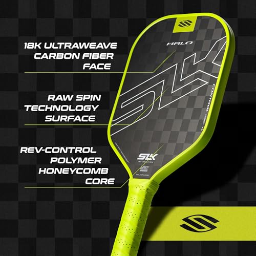 Selkirk Sport SLK Halo Raw Carbon Fiber Pickleball Paddle | Power, Pro and Control Pickleball Paddles | T700, 18K Ultraweave, Aramid Fiber LinkWeave | Designed & Controlled in USA - color: Control | Green | 2025, size: XL (Elongated Shape)
