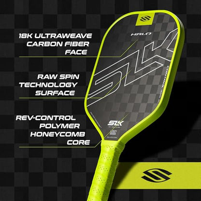 Selkirk Sport SLK Halo Raw Carbon Fiber Pickleball Paddle | Power, Pro and Control Pickleball Paddles | T700, 18K Ultraweave, Aramid Fiber LinkWeave | Designed & Controlled in USA
