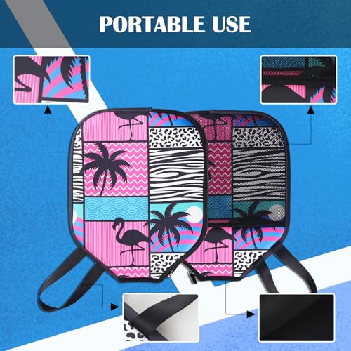 Pickleball Paddle Cover, Neoprene Racket Sleeve with Zipper, 11.8" * 9.05" Soft & Durable Pickleball Paddle Protection Cover 1Pc & 2 Pcs - color: Hawaii 1 Pc