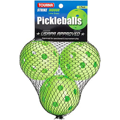 Tourna Strike Indoor Pickleballs - color: 3 Pack Lime Green