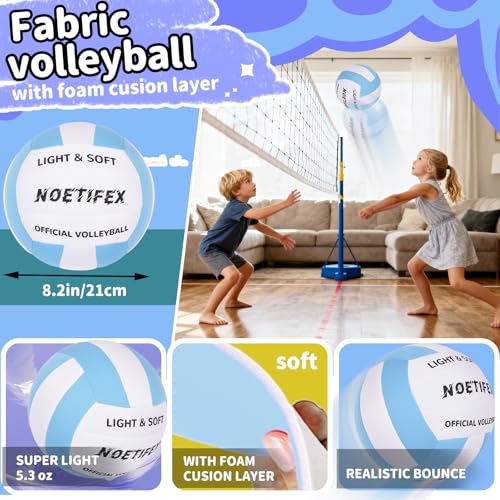 Soft Indoor Volleyball, Ultra Soft Fabric Lightweight Volleyball for Safe & Quiet Practice, Ideal for Kids Youth Beginners Indoor Home Yard Training Games (Deflated)