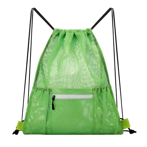 Mesh Sports Drawstring Bag, Large Breathable Gym Sack for Boxing Gloves, Boxing Equipment, Shoes & Training Gear, Lightweight & Durable (Green) - color: Green