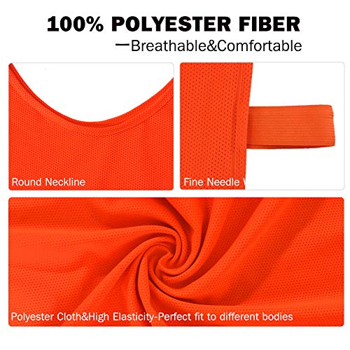 Pinnies Adult Football Jersey, Adjustable Mesh Soccer Jersey - color: Orange, size: Medium