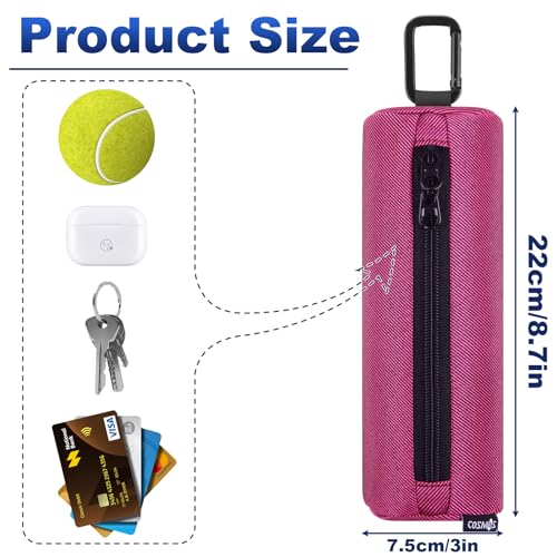 Cosmos Pickleball Ball Holder, Portable Carrying Storage Bag with Hook, Travel Accessory Pouch Holds 3 Pickleball Balls - color: Hot Pink