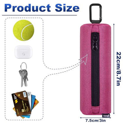 Cosmos Pickleball Ball Holder, Portable Carrying Storage Bag with Hook, Travel Accessory Pouch Holds 3 Pickleball Balls - color: Hot Pink