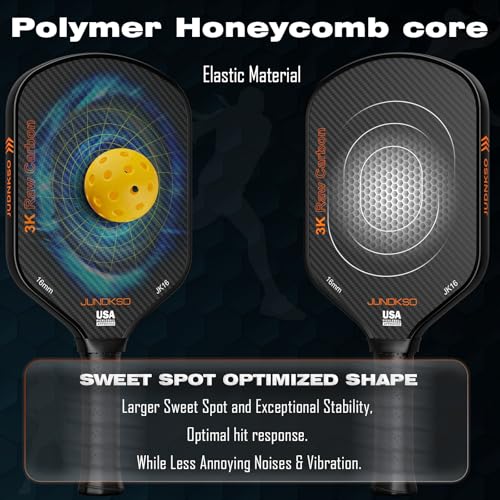 Professional Pickleball Paddles- T700 Carbon Fiber Pickle Racket- 3K Raw Carbon Frosted Surface for Enhanced Spin and Friction - USAPA Approved Offensive Long Paddle for Intermediate Advanced Players - color: Black - Orange