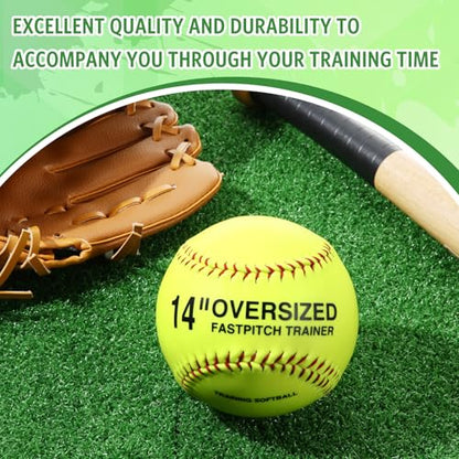 MiniInflat Oversized Softballs 14" Softball Training Equipment for Pitchers Softball Pitching and Throwing Spin Trainer Raised Stitched Seams Oversized Balls for Softball Pitching Practice
