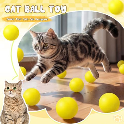 Hoteam 12 Pcs Cat Table Tennis Balls, 1.57 Inch Cat Ball Toys for Indoor Cats, High Bounce Table Tennis Balls, Interactive Bouncy Ball Toy for Kitten Cats Pets Playing Exercising Trainning(Yellow) - color: Yellow