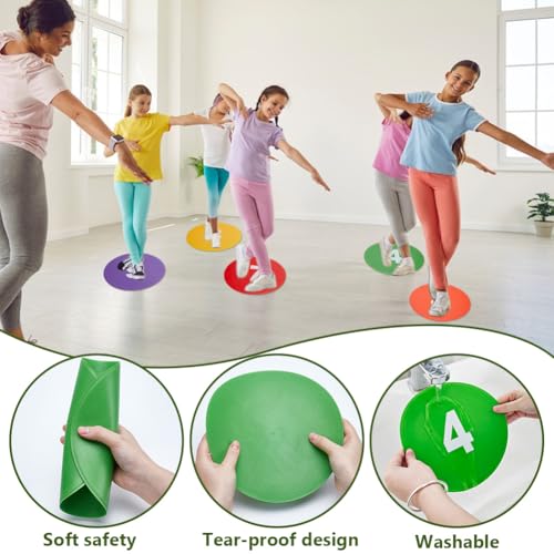 UNICRAFTALE 1 Sets TPE Sports Spot Markers Number 1~24 Anti-Slip Round Spot Markers Floor Spots, Flat Filed Dots for Agility Drills Basketball Football Training Sport Activities and Exercise