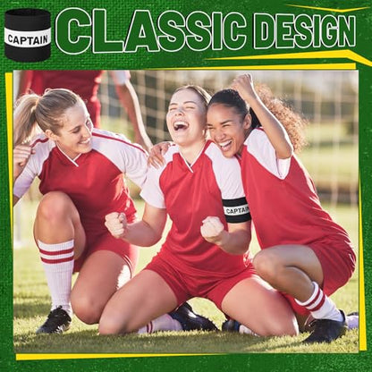 12 Pcs Soccer Captain Armband 11x3.5 Inch Elastic Leader Arm Band for Adult Youth Adjustable Team Accessories - color: Black